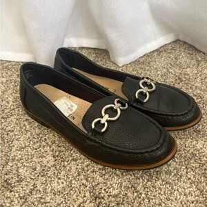 ANNE‎ KLIEN Nayeli Textured Boat Shoe Black Loafer GUC